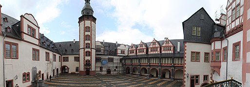 Panorama of the courtyard, taken from the clocktower