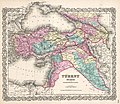 1855 map of Turkey in Asia by Joseph Hutchins Colton
