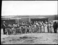 A group of more than 30 women and children Yaqui Indian prisoners under guard, Guaymas, Mexico, c. 1910