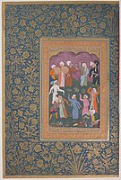 "Dancing Dervishes", Folio from the Shah Jahan Album. Originally by Aqa Mirak, retouched by Abu'l Hasan