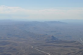 A photo of the Delaware Mountains from the north in the Guadalupe Mountains