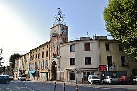 The clock tower in Estagel