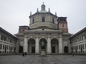 Monument to Emperor Constantine in front of San Lorenzo Basilica