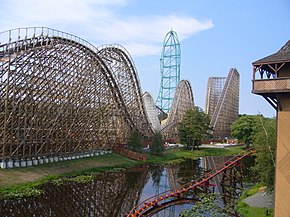 The out-and-back layout of El Toro with Kingda Ka in the background