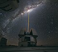 photo at ESO’s Paranal Observatory, Chile. A group of astronomers were observing the centre of the Milky Way using the laser guide star facility at Yepun