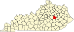 State map highlighting Estill County