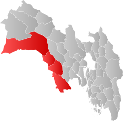 Map of Numedal with municipalities