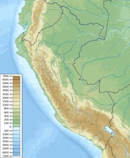 Location of Llanganuco Lakes in Peru.