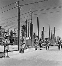 Indian soldiers guard Anglo-Iranian Oil Company refinery at Abadan
