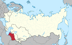 Location of Turkmenia (red) within the Soviet Union