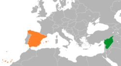 Map indicating locations of Spain and Syria