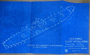 USS Hamul plan for Diffused Lighting camouflage fittings after the sea trials held on 3 January 1942
