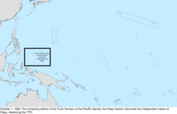 Map of the change to the United States in the Pacific Ocean on October 1, 1994