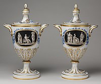 Neoclassical covered vases, between 1784 and 1795, 18 3/4 in. (47.6 cm) high.[9]