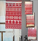 Rushnyk, old traditional Russian weaving style. The patterns vary between regions, and can be found across Russian history in textiles and Russian architecture