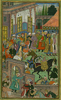 An awards ceremony in the Sultan Ibrahim Khan Lodi's court before being sent on an expedition to Sambhal