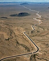 Central Arizona project canal zigzagging across the Arizona desert