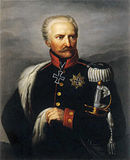 Portrait of Gebhard von Blücher in a dark cloak with military collar showing
