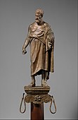 Bronze statuette of a philosopher on a lamp stand; late 1st century BC; bronze; overall: 27.3 cm; weight: 2.9 kg; Metropolitan Museum of Art (New York City)