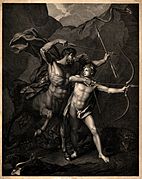 Jean-Baptiste Regnault: The Education of Achilles (1782). Lithograph copy (1798)