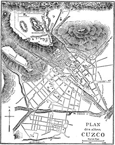 Plan des alten Cuzco von E. G. Squier (1877)