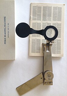 Fiske Reading Machine with miniaturized text.
