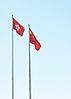 The flag of Hong Kong flying beside the flag of China