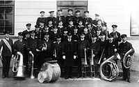 Royal Swedish Navy Band in Karlskrona in 1928. Director of Music Ringvall in the front row.