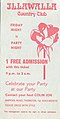 A free-admission ticket for a "Friday night party night" when the establishment was known as a country club in the late 1970s