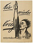 Nie wieder Krieg, Plakat für den Mitteldeutschen Jugendtag 1924, Kreide- und Pinsellithographie (Umdruck), Käthe Kollwitz Museum Köln