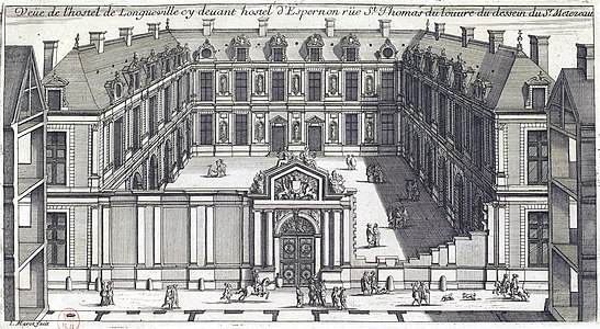 Street front of the Hôtel de Longueville, as engraved by Jean Marot c. 1670[6]