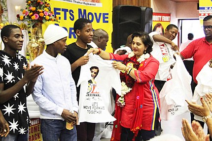 MF Leader, Hon Shameen Thakur-Rajbansi pictured with supporters at their 2019 Election Manifesto Launch in Chatsworth.