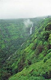 A scenic view of a river valley in the Western Ghats