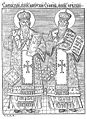Engraving of Saint Methodius and Saint Jefrem of Serbia