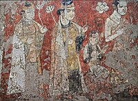 Buddhist mural from Kalai Kafirnigan, Museum of National Antiquities, Dushanbe, Tajikistan. 7th-early 8th century.[1][2]