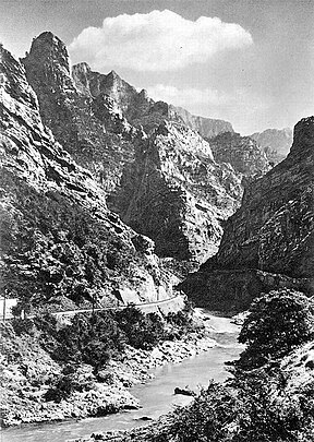 Before - the Neretva canyon near Jablanica town (c. 1920), long before Grabovica Dam.