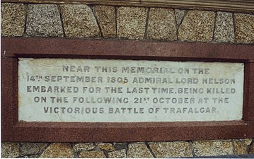 Inschrift des Nelson-Denkmals in Portsmouth