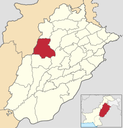 Location of Bhakkar District within Punjab.