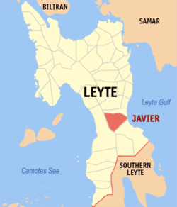 Map of Leyte with Javier highlighted
