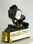 Neoclassical French mantel clock (pendule de cheminée), « Aux feuilles de chou » (with cabbage leaves), gilded (ormolu) and patinated bronze. The clock case by Pierre-Victor Ledure, the clockwork by Claude Hémon (1770–1820)