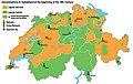 Image 24Religious geography in 1800 (orange: Protestant, green: Catholic). (from History of Switzerland)