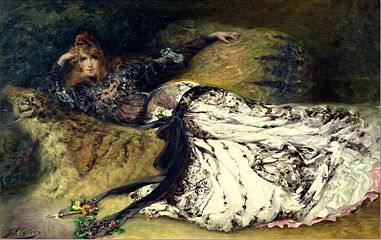 Sarah Bernhardt, Tigerfell (Georges Clairin, 1871)