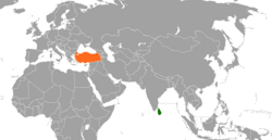 Map indicating locations of Sri Lanka and Turkey