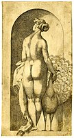 Juno in a niche, engraving by Jacopo Caraglio, probably from a drawing of 1526 by Rosso Fiorentino