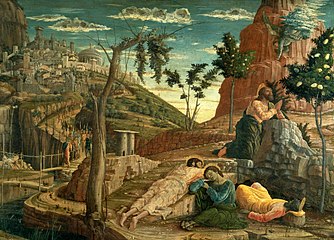 Christ in the garden of olives by Andrea Mantegna, 1459