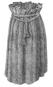Drawing of a girl's skirt made of wool yarn found in a Bronze Age tomb in Borum Eshøj, Denmark