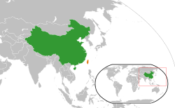 Lage von Volksrepublik China und Taiwan