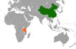 Map indicating locations of China and Tanzania