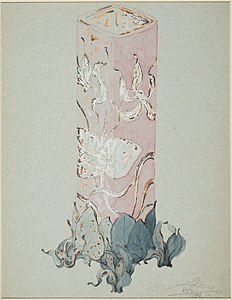 Drawing for Les Chardons ("The Thistles") vase by Philippe Wolfers (1896)