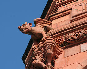 Detail of a terracotta gargoyle in the form of a dragon